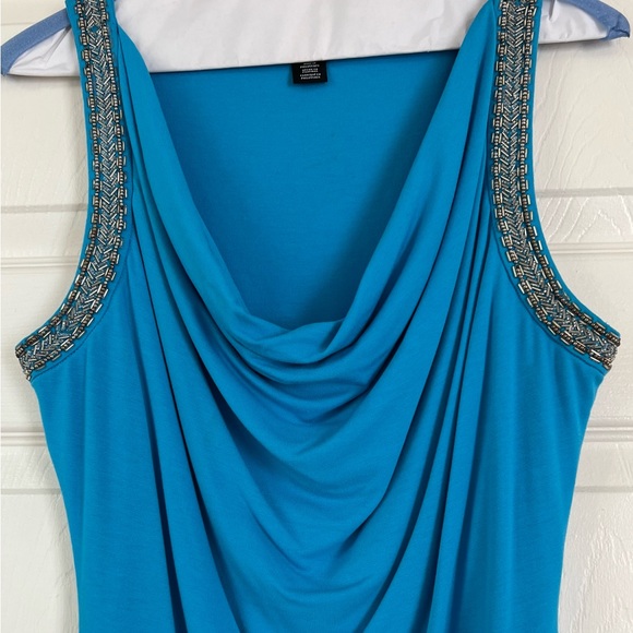 WHITE HOUSE BLACK MARKET Turquoise embellished tank - Picture 2 of 6